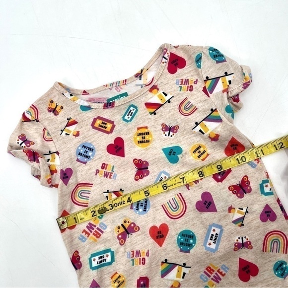 365 KIDS Girl's Tan & Colorful Print Short Sleeve Casual Top Size 4 - Picture 8 of 8